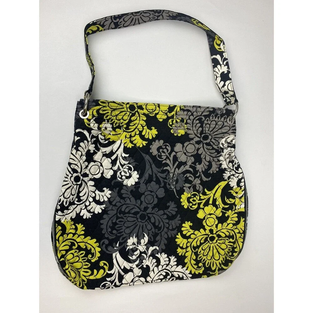 Vera Bradley Baroque Black Yellow White Shoulder Handbag Tote Purse
